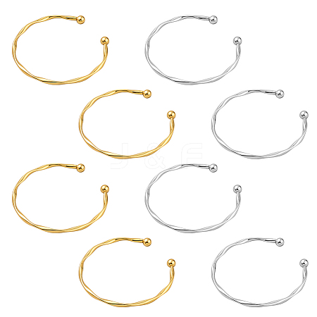 8Pcs 2 Colors Alloy Open Cuff Bangles BJEW-GO0002-26-1