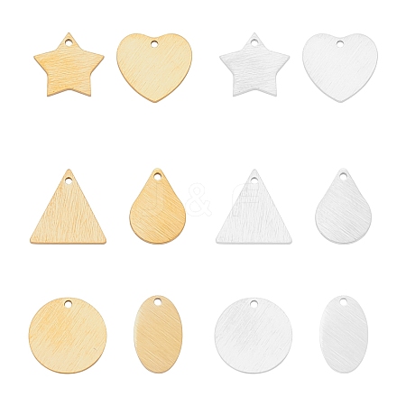 24Pcs 12 Style 304 Stainless Steel Pendants STAS-UN0024-37-1