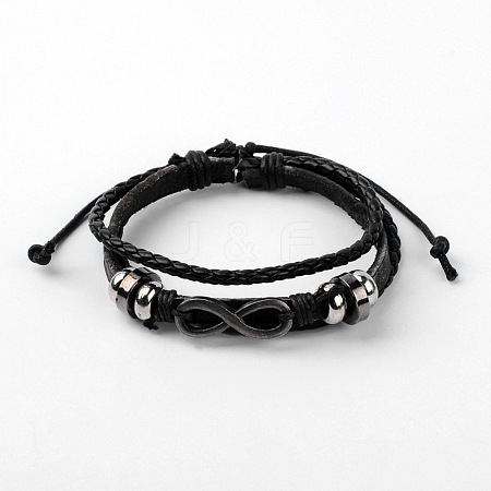 Adjustable Multi-Strand Leather Cord Bracelets X-BJEW-D423-03A-1