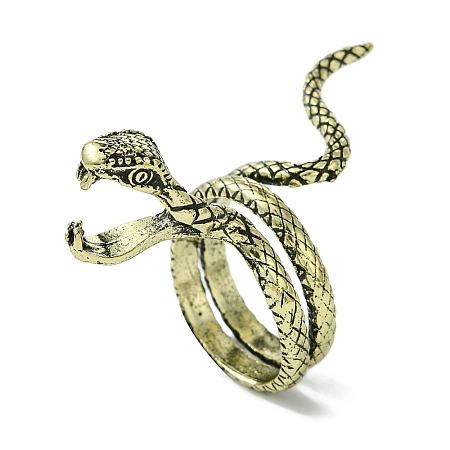 Snake Alloy Cigarette Holder Ring RJEW-K275-26AB-1