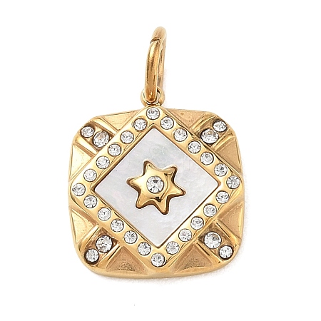 304 Stainless Steel Rhinestone Pendants FIND-T075-06G-1