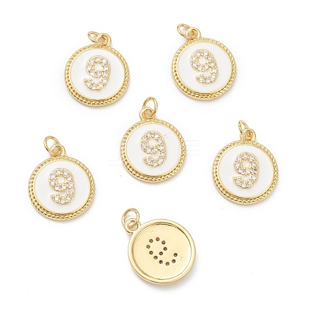 Brass Micro Pave Clear Cubic Zirconia Charms ZIRC-J040-44G-09-1