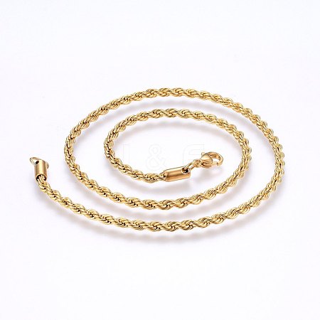 Ion Plating(IP) 304 Stainless Steel Rope Chain Necklaces NJEW-F226-03G-02-1