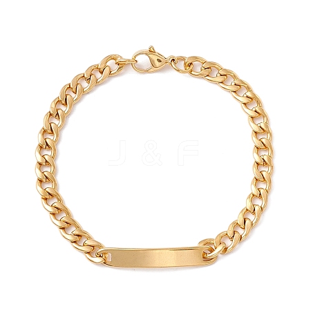 Ion Plating(IP) 304 Stainless Steel Curb Chain with Bar Link Bracelet for Men Women X-BJEW-F428-01B-G-1