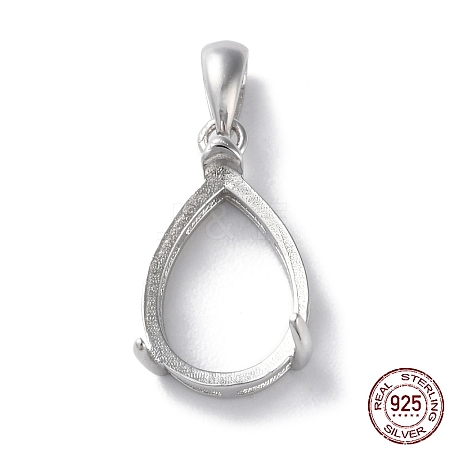 Rhodium Plated Rack Plating 925 Sterling Silver Pendants Cabochon Settings STER-NH0001-49B-P-1