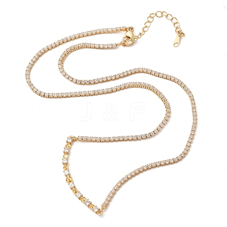 Brass Pave Clear Cubic Zirconia Tennis Necklace Making KK-B189-04G-1