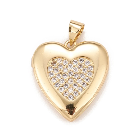 Brass Micro Pave Cubic Zirconia Locket Pendants KK-A161-47G-1