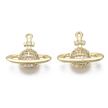 Brass Micro Pave Clear Cubic Zirconia Charms KK-S348-554-NF-1