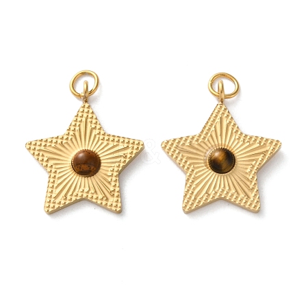 Natural Tiger Eye Star Pendants STAS-Q333-01G-01-1