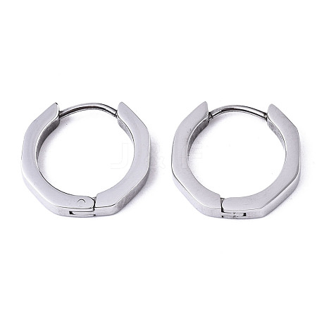 Tarnish Resistant 304 Stainless Steel Huggie Hoop Earrings X-STAS-R115-22P-1