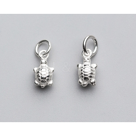 925 Sterling Silver Tortoise Charms with Jump Rings FIND-WH0170-98C-1