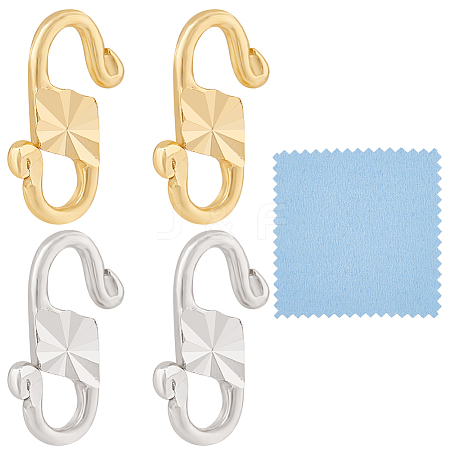 BENECREAT 4Pcs 2 Colors Sterling Silver S-Hook Clasps with 925 Stamp FIND-BC0005-14B-1