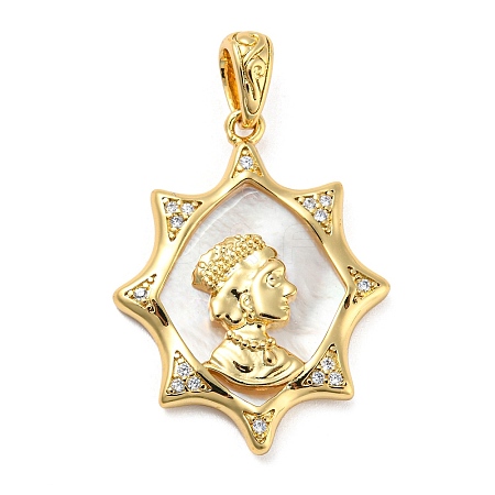 Rack Plating Brass Cubic Zirconia Pendants KK-M258-15G-1