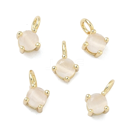 Brass Cat Eye Pendants KK-C251-09A-G01-1