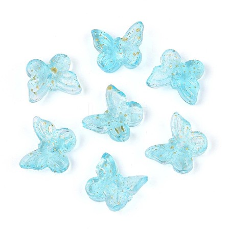 Transparent Spray Painted Glass Charms GLAA-T016-22B-1