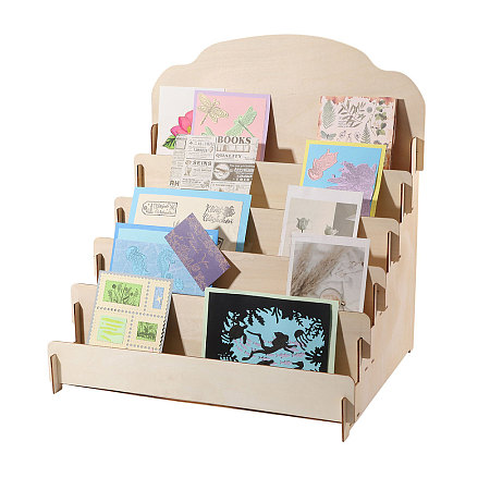 5-Tier Wood Display Riser Stands for Greeting Cards ODIS-WH0043-230A-1