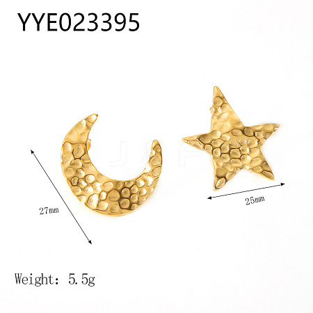 Stylish Stainless Steel Star Moon Stud Earrings WQ3777-2-1