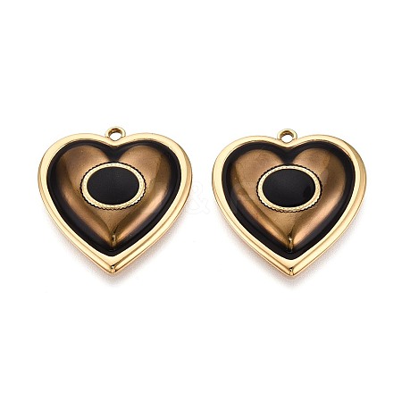 304 Stainless Steel and Enamel Pendants STAS-T068-87G-1