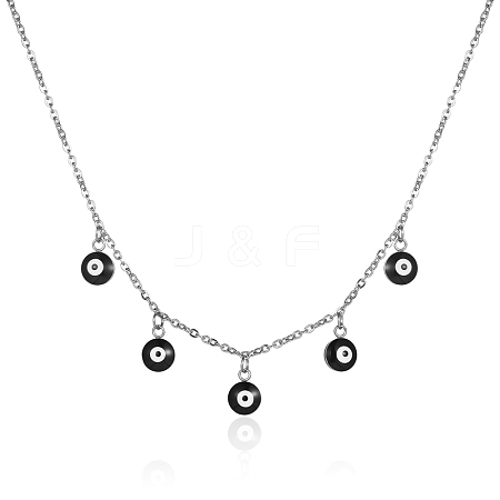 Stainless Steel Evil Eye Pendant Necklace for Women KE2161-2-1