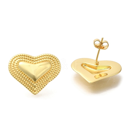 Rack Plating Heart Brass Stud Earrrings EJEW-L097-12G-1