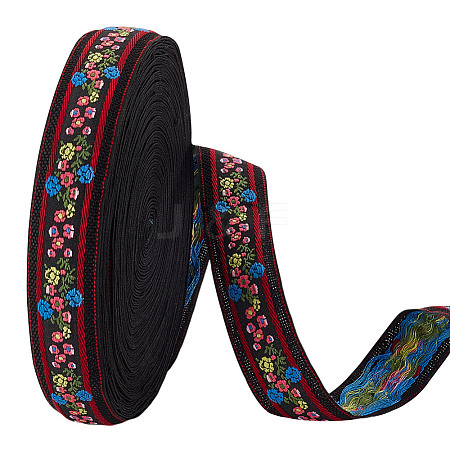 11 Yards Polycotton(Polyester Cotton) Embroidery Flower Ribbon OCOR-GA0001-98A-1