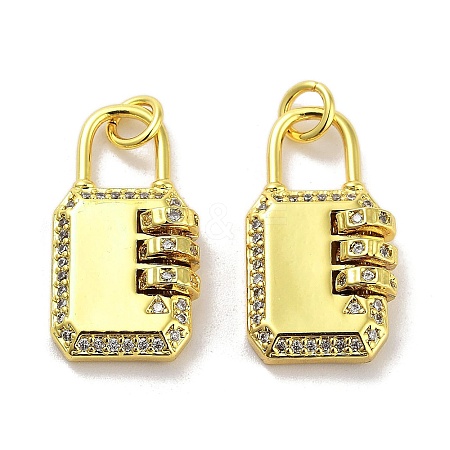 Rack Plating Brass Micro Pave Clear Cubic Zirconia Pendants KK-M293-26G-1