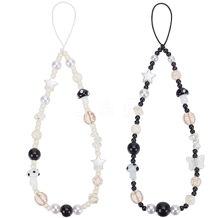 2Pcs 2 Colors Plastic Mobile Straps HJEW-GF0001-44-1