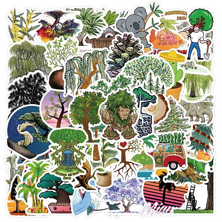 50Pcs Tree PVC Paper Decorative Stickers PW-WGF52E6-01-1