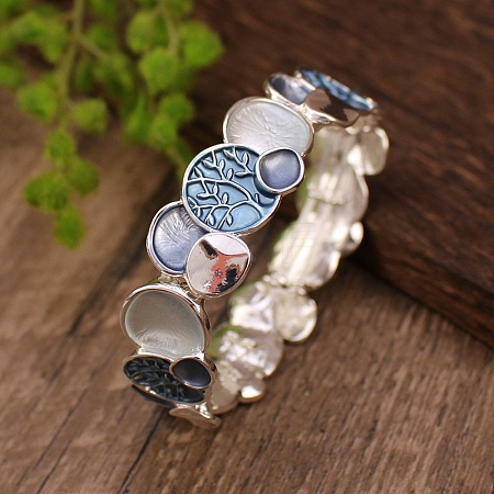 Round Tree of Life Enamel Stretch Bracelets PW-WG79438-01-1