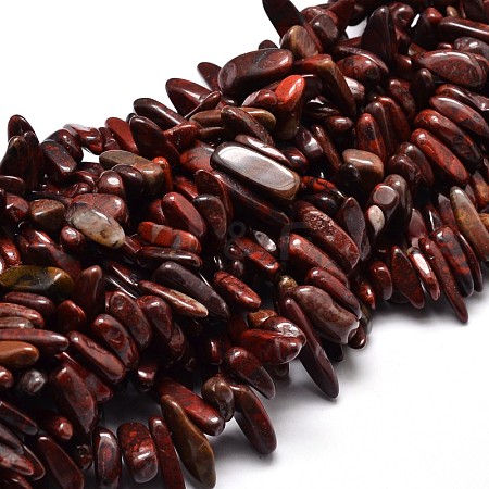 Natural Brecciated Jasper Chip Beads Strands X-G-E271-21-1