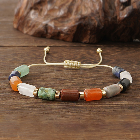 Natural Mixed Gemstone Braided Bead Bracelets for Women Men RS4923-1