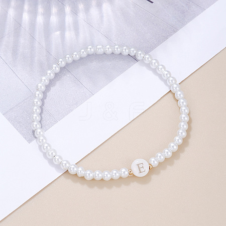 Plastic Pearl Round Beaded Stretch Bracelets for Women WGC81DB-05-1