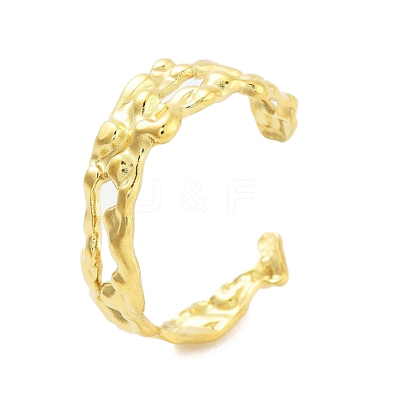 Real 18K Gold Plated 304 Stainless Steel Open Cuff Rings for Women RJEW-B061-01G-06-1