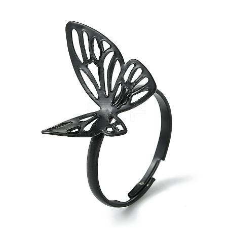 Hollow Butterfly Alloy Adjustable Rings for Women RJEW-K275-50EB-1