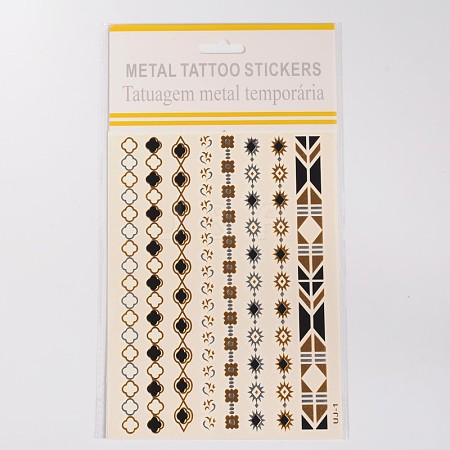 Mixed Pattern Removable Fake Temporary Metal Tattoos Paper Stickers AJEW-O027-28-1