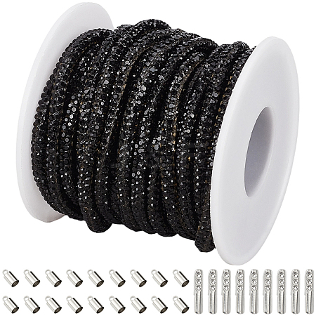 7.1 Yards Glass Rhinestone Synthetic Rubber Round Cord DIY-GF0013-74C-1