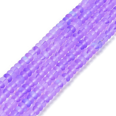 Frosted Transparent Glass Beads Strands X-FGLA-M002-01D-1