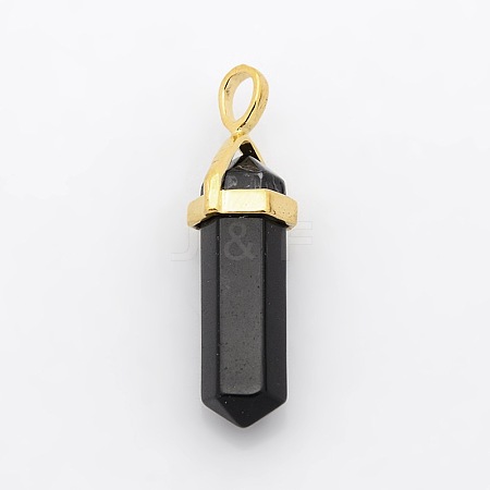 Natural Dyed & Heated Black Agate Bullet Double Terminated Pointed Pendants G-P053-G33O-1