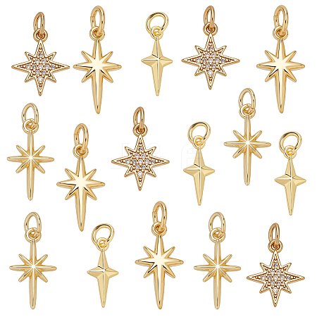 16Pcs 4 Styles Brass Charms KK-AR0004-64-1