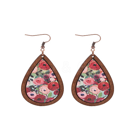 Wood Dangle Earrings FS-WG89FD2-01-1