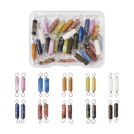 Fashewelry 40Pcs 10 Styles Natural Mixed Stone Connector Charms FIND-FW0001-35-1