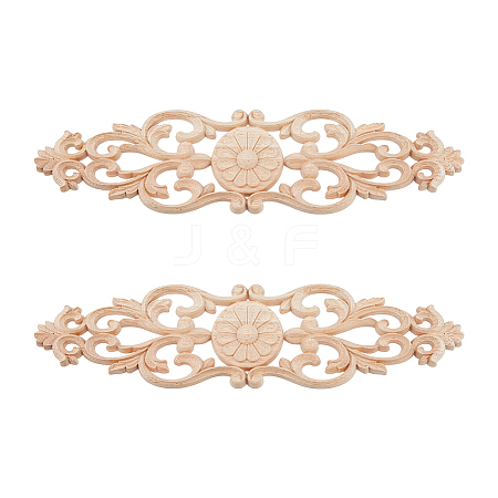 Natural Wood Carved Onlay Applique Craft WOOD-WH0025-69-1