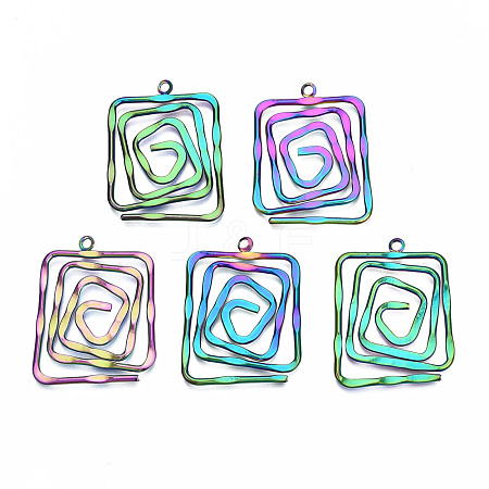Eco-Friendly Rainbow Color Iron Pendants IFIN-N009-014-RS-1