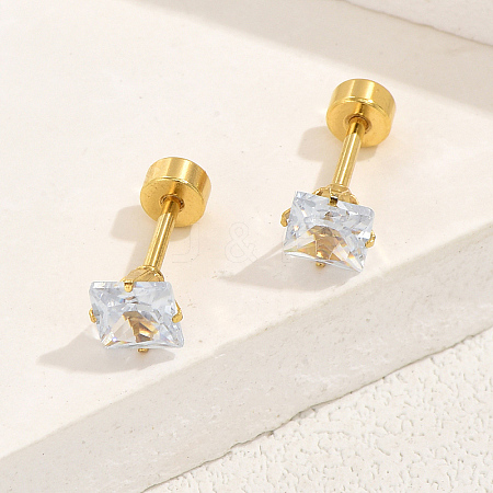 Fashionable minimalist crystal zircon stainless steel earrings for women HZ0437-1
