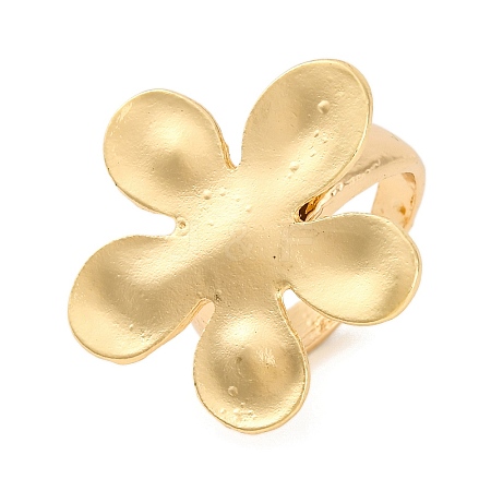 Flower Alloy Open Cuff Rings for Women RJEW-M018-01G-1