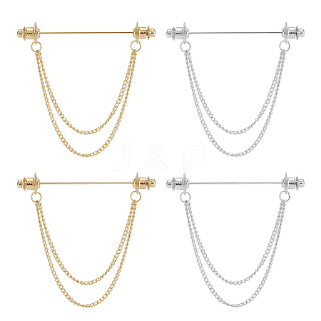 4Pcs 2 Colors Zinc Alloy Hanging Chain Brooch FIND-GA0008-67-1