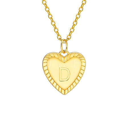 Golden Tone Brass Cable Chain Letter Heart Pendant Necklaces for Women PW-WG67FD6-04-1