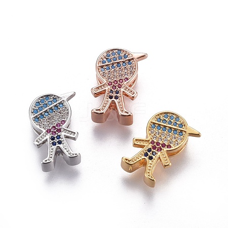 Brass Micro Pave Cubic Zirconia Slide Charms ZIRC-F094-24-RS-1