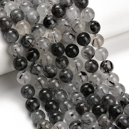 Natural Black Tourmalinated Quartz Beads Strands GG-CBA20C8-A01-10mm-1