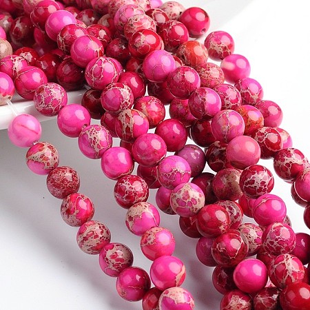 Dyed Natural Imperial Jasper Round Bead Strands G-M274-01-8mm-1